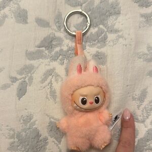 Labubu pink keychain
